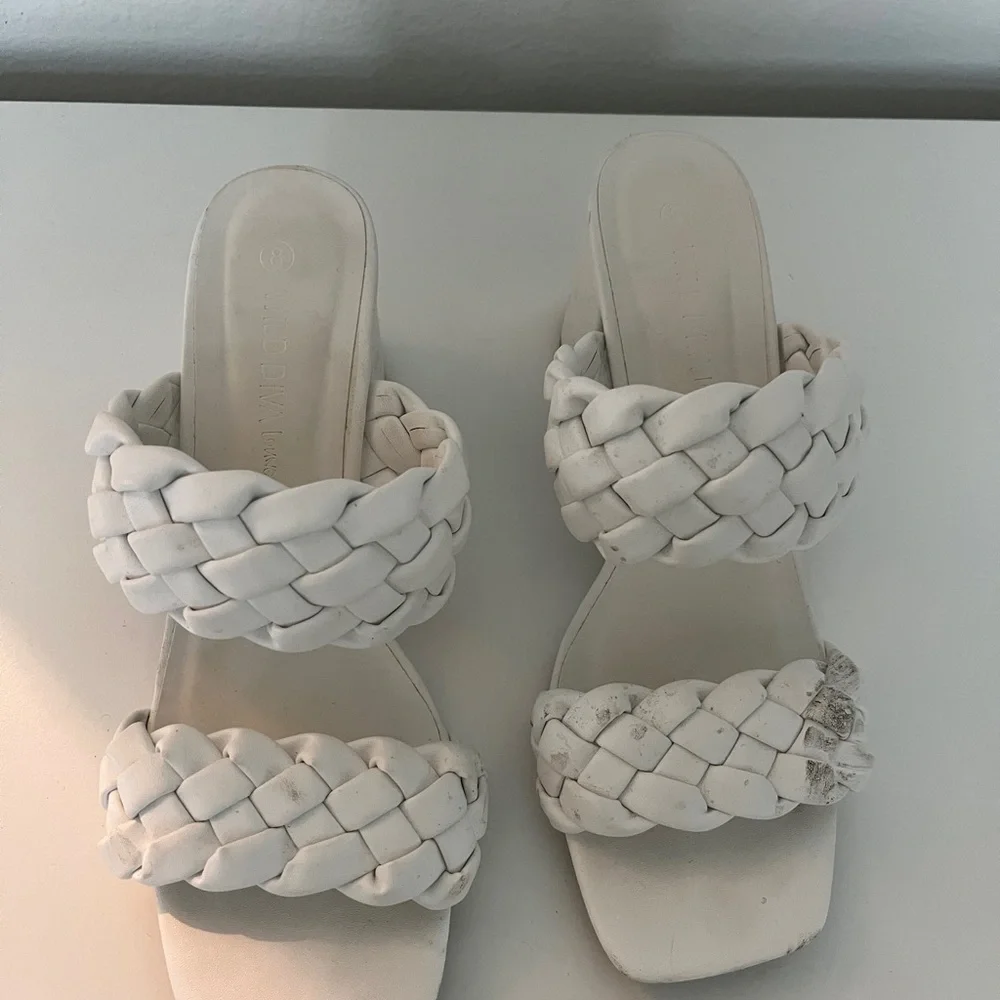 White Braided Women's Sandals - Picture 2 of 4